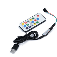 Controle remoto sem fio 5v usb com led 17key sp104e rf para ws2811 ws2812b driver ic colorido rgb tira led 5050 2024 - compre barato