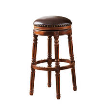 Silla de Bar europea, taburete de Bar americano de madera maciza, silla de Bar alta con respaldo de cuero giratorio, taburete de Bar 2024 - compra barato