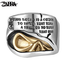 ZABRA-anillos de sello de plata de ley 925 auténtica para hombre, anillo de letras Punk Rock para oreja de Calavera Dorada, joyería pesada para motorista 2024 - compra barato