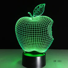 3d apple forma led 7 mudança de cor flash luz mesa cabeceira escritório luz da noite lâmpada novidade criança presente do feriado criança AW-161 2024 - compre barato