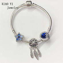XIAOYI jewelry 100% s925 2019 winter Christmas blue stars dream catcher snowflake temperament personality bracelet woman 2024 - buy cheap