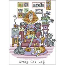 Conjunto de agulhas de ponto cruz mad cat lady, 11ct 14ct 18ct, faça você mesmo, kits de ponto cruz chinês, bordado 2024 - compre barato