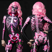 3D Print Skeleton Floral Specter Jumpsuit Women Party Cosplay Demon Scary Costume Bodysuit Halloween Carnival Devil Ghost Romper 2024 - buy cheap