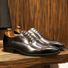 DESAI-zapatos de piel auténtica con cordones para caballero, calzado Formal de boda, capa superior, Oxfords de piel de vaca, 38-47 talla grande, elegantes 2024 - compra barato