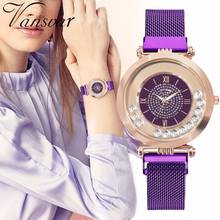 Relógio feminino de aço inoxidável, relógio de pulso, fivela magnética, de diamante, luxuoso, para mulheres, quartzo, strass, imperdível 2024 - compre barato