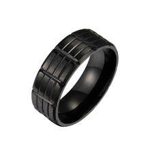 Anillo cuadrado geométrico Simple para hombre, sortija negra de acero inoxidable, accesorios de joyería de Hip Hop, sortija de cóctel, talla Us6-13 2024 - compra barato