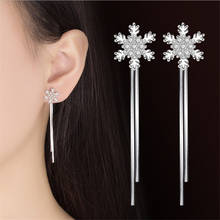 Blaike Silver Color Long Tassel Dangle Snowflake Earrings For Women Wedding Party Christmas Jewelry Gifts 2024 - buy cheap