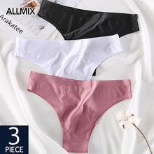 ALLMIX 3Psc/lot Sexy Women's Panties Underwear Seamless Silk T-Back Thongs Low Waist Solid Woman G-String Comfort Lady Lingerie 2024 - buy cheap