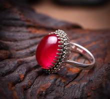 Silver jewelry wholesale handmade oval red corundum 925 sterling silver ring 2024 - buy cheap