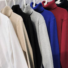 Suéter masculino de gola alta, gola alta qualidade, novo suéter casual para outono e inverno, pulôveres de malha de marca slim fit 2024 - compre barato