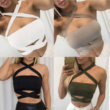 Women Sexy Strapless Tube Top 2022 Fashion Cropped Bandeau Tops Underwear Bras Halter Lace-Up Bandage Crop Tops White Black 2024 - buy cheap