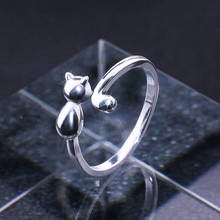 Creative Ring Jewelry for Women Cat Shape Ladies Ring Stainless Steel Silver Color Kitten Glossy Ring Opening Adjustable Ring 2024 - buy cheap