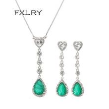 FXLRY Fashion elegant cubic zircon waterdrop chokers pendant necklace earring women's jewerly sets 2024 - buy cheap