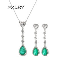 FXLRY-gargantilla de gota de agua de circonia cúbica, collar con colgante, pendientes, conjuntos de joyas para mujer 2024 - compra barato