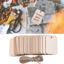 50pcs Wooden Label Nature Wood Slice Gift Tags Hanging Pendant With Hemp Ropes for Wedding Birthday Xmas Thanksgiving Party Deco 2024 - buy cheap