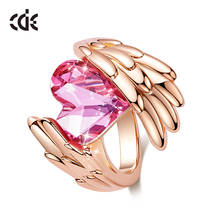 CDE Women Gold Rings Embellished with crystals Angel Wings Ring Heart Crystal Jewellery Ring Woman Love Gifts 2024 - buy cheap