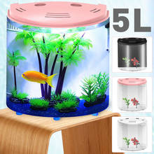 5l tanque de peixes usb led filtragem simulação água plantas portátil mini aquário decoração para casa 180 graus aberto sala estar desktop 2024 - compre barato