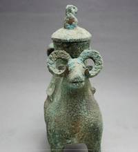Estatua de cobre de artesanía antigua, artículo de bronce antiguo, adornos de tarro de doble oveja para sala de estar, venta al por mayor 2024 - compra barato