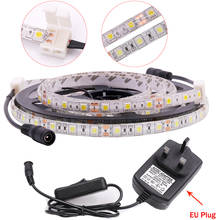 5m flexível led strip light smd5050 60 led fita dc12v impermeável com conector dc plugue da ue para decoração de casa 2024 - compre barato