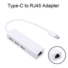 Usb 2.0 tipo-c thunderbolt 3 porto para rj45 rápido 100 ethernet hub adaptador branco USB-C ethernet adaptador para macbook huawei portátil 2024 - compre barato