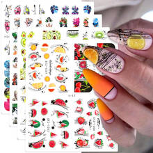 Наклейки для ногтей летние с фруктами, Водные Переводные слайдеры с лимоном, цветок, Переводные человеческие лица для украшения ногтей, обертывания LYI01-18, 24 шт. 2024 - купить недорого