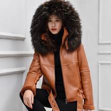 Genuine Leather Jacket Natural Fox Fur Hood Sheep Shearling Fur Coat Winter Jacket Women 100% Sheepskin Coat Female Jackets 118 2024 - buy cheap