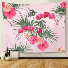 Colorful Beautiful Floral Summer Pattern Tropical Palm Leaves Orchid Tapestry Wall Hanging for Living Room Bedroom Dorm 50x60 2024 - buy cheap