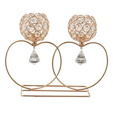 Candelabros de cristal decorativos de 2 brazos europeos, soporte de vela de corazón, candelabro de boda para cena romántica 2024 - compra barato