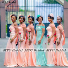 Оптовая продажа, розовые длинные платья подружки невесты, атласные платья в пол для африканских женщин, Свадебные Платья для подружек 2024 - купить недорого