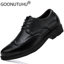 Модная мужская обувь; Мужские модельные туфли-Броги из натуральной кожи, визуально увеличивающие рост; мужские классические черные деловые туфли для офиса 2024 - купить недорого