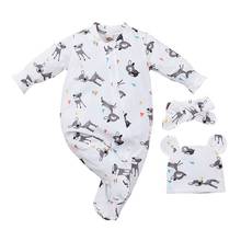 Baywell-conjunto de roupas de bebê recém-nascido de manga longa com estampa de animais, 3 peças 2024 - compre barato