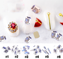 20 piezas de cristal 3D para uñas, 6 formas de diamantes de imitación sueltos, diseño de uñas artísticas, diamantes de imitación, parte trasera plana 2024 - compra barato