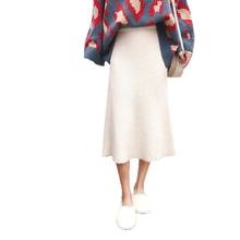 Женская трикотажная юбка AreMoMuWha, длинная Плиссированная юбка с высокой талией на осень и зиму, QX370 2024 - купить недорого