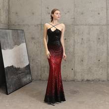 Red & Black Sequined Cross Front & Back Hot Sexy V Neck Long Mermaid Women Prom Cocktail Party Dresses 2020 Elegant Club Dress 2024 - buy cheap
