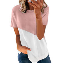 New Women's Spring And Summer Fashion Color Matching Round Neck Loose Short Sleeved Two Color T Shirt  Thin Tops 2024 - buy cheap