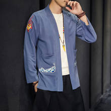Традиционная китайская одежда для мужчин, Восточная мужская униформа Wushu Tai Chi Kung Fu, льняная китайская рубашка с вышивкой, Мужская CN-178 Hanfu 2024 - купить недорого