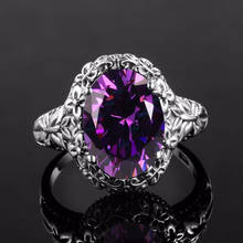 Retro Amethyst 925 Silver Rings for Women Oval Cut Purple Gems Stone Ring Silver Original Vintage Jewelry Gemstone Ring Supplier 2024 - buy cheap