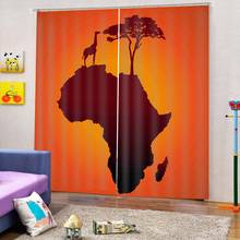 orange curtains map curtain 3D Window Curtain Dinosaur print Luxury Blackout For Living Room 2024 - buy cheap