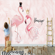 Papel de parede personalizado de ponta-parede estilo nórdico ins rosa flamingo para casal parede de fundo de quarto infantil 2024 - compre barato