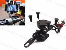 Espelho preto montagem do telefone móvel quadro de navegação titular + carregador usb para harley honda kawasaki suzuki yamaha cruiser chopper 2024 - compre barato