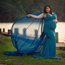 Chiffon maternidade xale vestido fotografia adereços v-neck vestido de gravidez fotografia vestidos de maternidade para sessão de fotos maxi clothe 2024 - compre barato