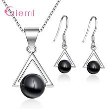 925 Sterling Silver Pendant Necklace Hoop Earrings Jewelry Set For Women Party Fashion Jewelry Trendy Style Triangle Design 2024 - buy cheap