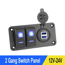 Interruptor de painel de controle de circuito, 2 gang, 12-24v, interruptor rocker led, porta usb dupla, carregador para carro, rv, caminhão, marinho, peça de carro 2024 - compre barato