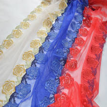 5Meters Beautiful Rose Flower Venise Embroidery Lace Trim Hot New Red Yellow Sapphire Laces Fabric DIY Bra Underwear 32cm Width 2024 - buy cheap