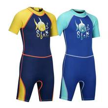 SBART Kid Neoprene Wetsuits Boy Children Conjoined Short Sleeve Swimwear 2MM Warm Diving Suit Surfing Rash Guard Anti jellyfish 2024 - buy cheap