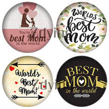 Zdying 5pcs/lot World's Best Mom Round Glass Image Cabochon Dome Demo Flat Back Making Jewelry Findings DIY Mother's Gift 2024 - compre barato