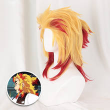 Demon Slayer Kimetsu no Yaiba Rengoku Kyoujurou Wigs Anime Cosplay Costume Mixed Hair Wig 2024 - buy cheap