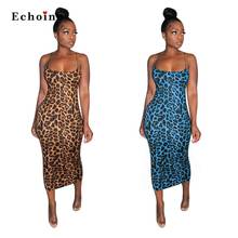 Women Sexy Spaghetti Straps Dress Leopard Print Sleeveless Elastic Sheath Mid-Calf Length Streetwear Ladies Vestido Chic Outfits 2024 - buy cheap