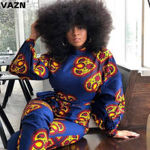 VAZN Hot Colorful Print Bandage Stretch Women Full Sleeve Party Fashion Mujer Luxurious Jumpsuits Full Pant Bandage Rompers 2024 - buy cheap