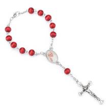 QIGO Red Wood Beads Rosary Bracelet For Women Religious Cross Jewelry 2024 - buy cheap